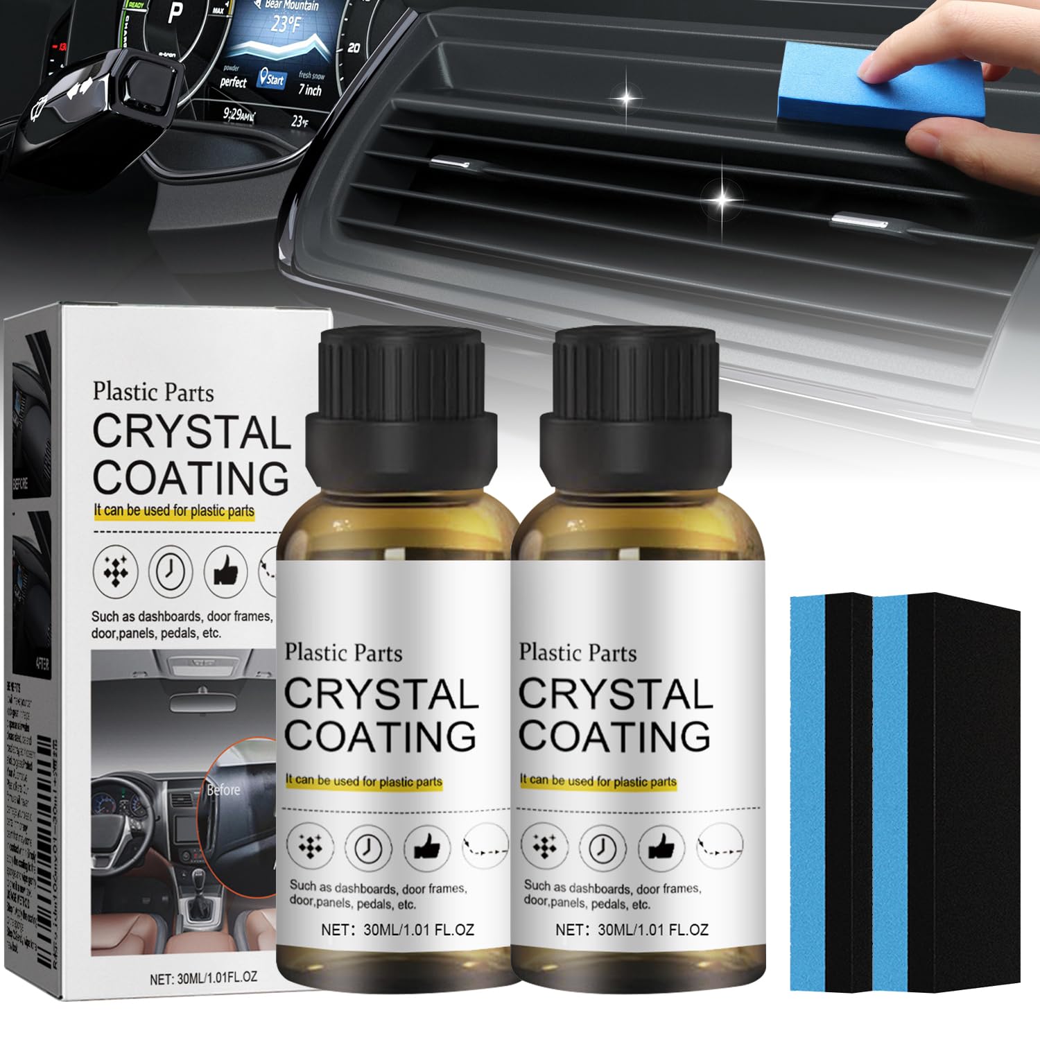Kunststoffteile Kristalline Beschichtung 2 St ck Auto-Kunststoffreiniger Kunststoffsanierung f r Autos Crystal Coating Kunststoff Kunststoffpflege Auto Kunststoff Auffrischer 30ml *2
