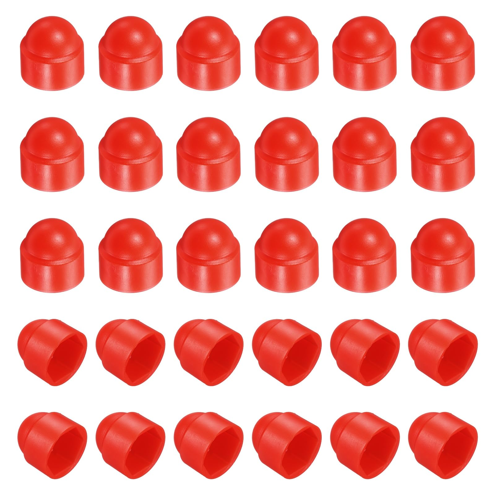sourcing map 30Pcs M8x13x15mm Nut Protection Cap Red