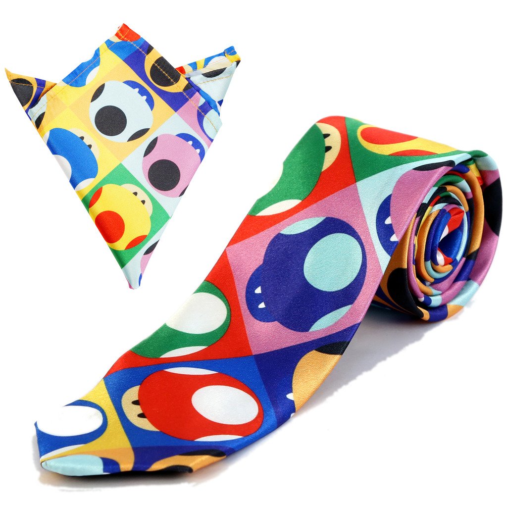 blacksmith Pop Art Mushrooms Tie And Pocket Square Set-picture-38