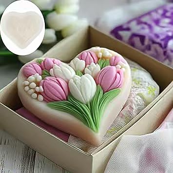 Tulip Heart Flower Petal Mold - Cylinder Molds Silicone Wave Spiral Candle Mold - Silicone Resin Casting Molds for Candle & Resin & Soap Craft Supplies
