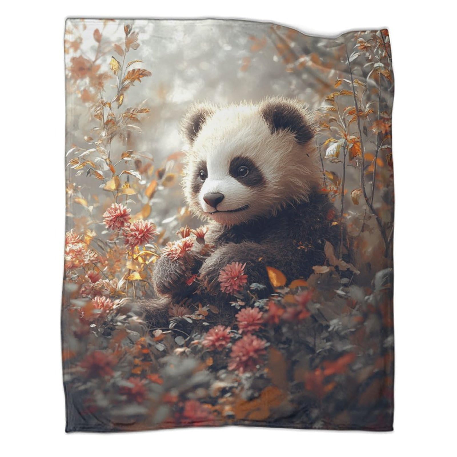 Plaid canapé microfibre chaude couverture lit panda 150x200cm pour adulte et enfant