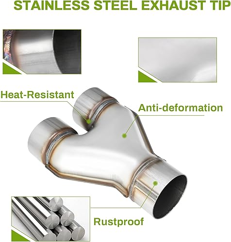 Miniatura 4 de AUTOSAVER88 Tubo Y de escape doble de 3 pulgadas, conector adaptador de escape doble de 3 pulgadas a 3 pulgadas, tubo en Y diésel de acero