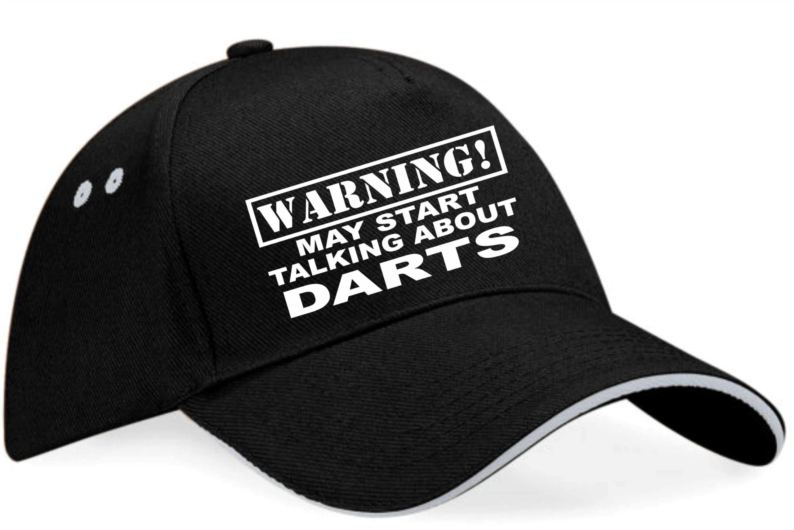 Print4U Warning May Talk About Darts Baseball Cap Sport Lovers Gift Men & Ladies Black
