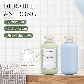 UMETASS 6.8 oz Plastic Travel Shampoo Bottles, Refillable Flip Cap Squeeze Bottles for Toiletries, Large Leakage-proof Travel Shampoo and Conditioner Container (Blue and Green)