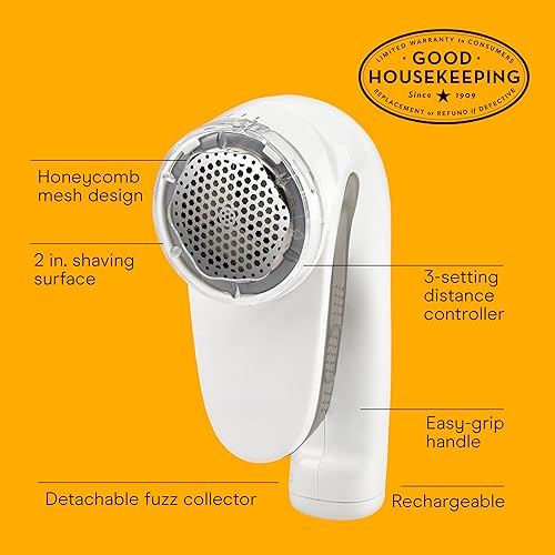 Miniatura 2 de Dispositivo Conair para limpiar bolitas de la tela, con batería, color blanco