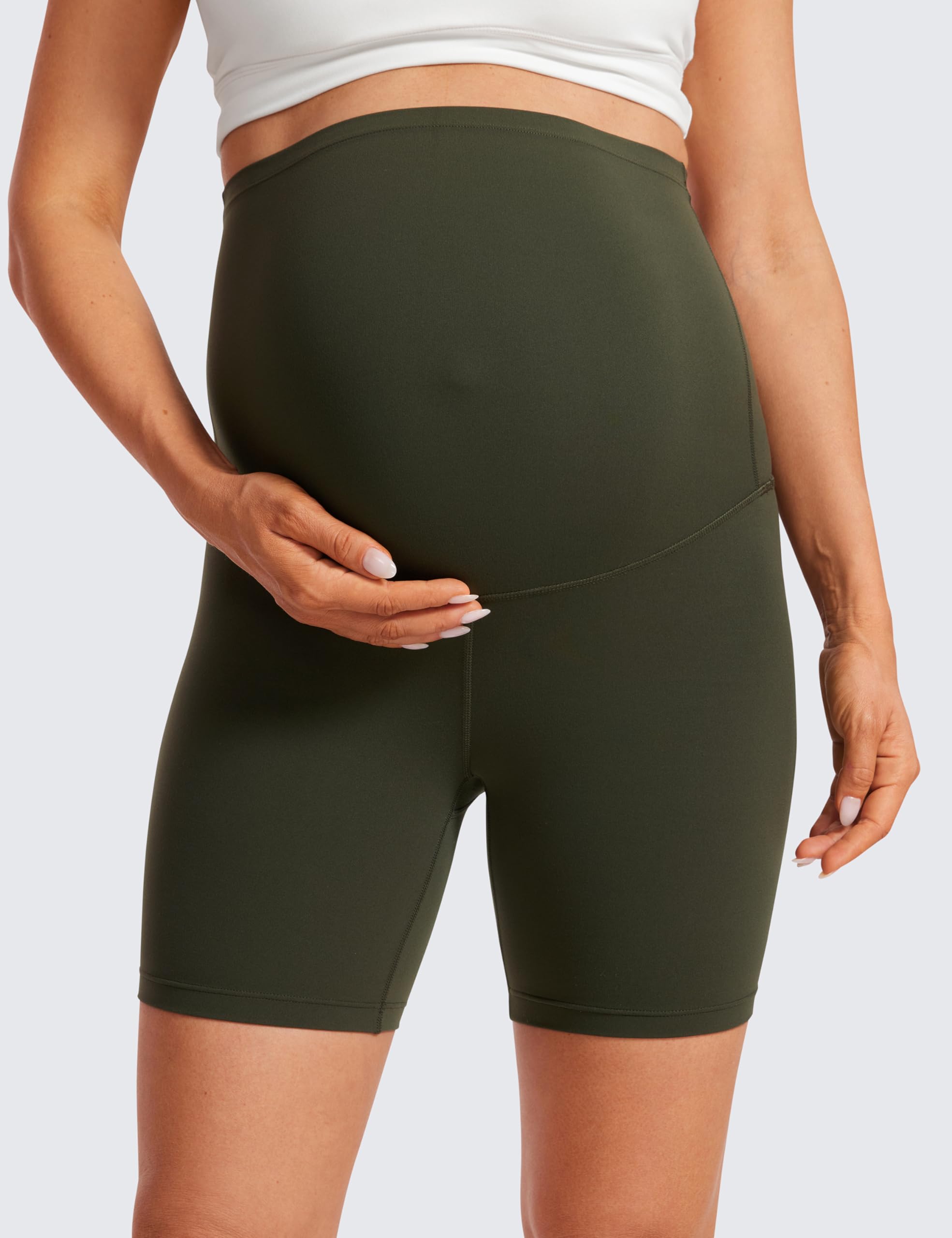CRZ YOGA Mujeres Butterluxe Maternidad Yoga Bermudas sobre el Vientre Ejercicio Correr Atlético - 10/15/20cm