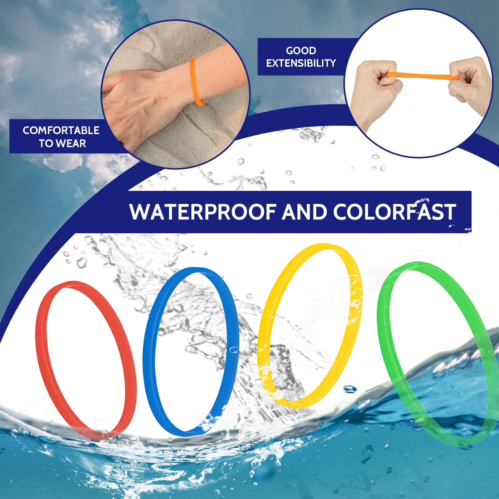 GOGO 100 pcs Bracelets en gelée Jelly Bracelets 20,3 cm Coque en silicone Bracelets assortis en caoutchouc Idéal pour la Jeunesse GOGO 100 pcs Bracelets en gelée Jelly Bracelets 20,3 cm Coque en silicone Bracelets assortis en caoutchouc Idéal pour la Jeunesse
