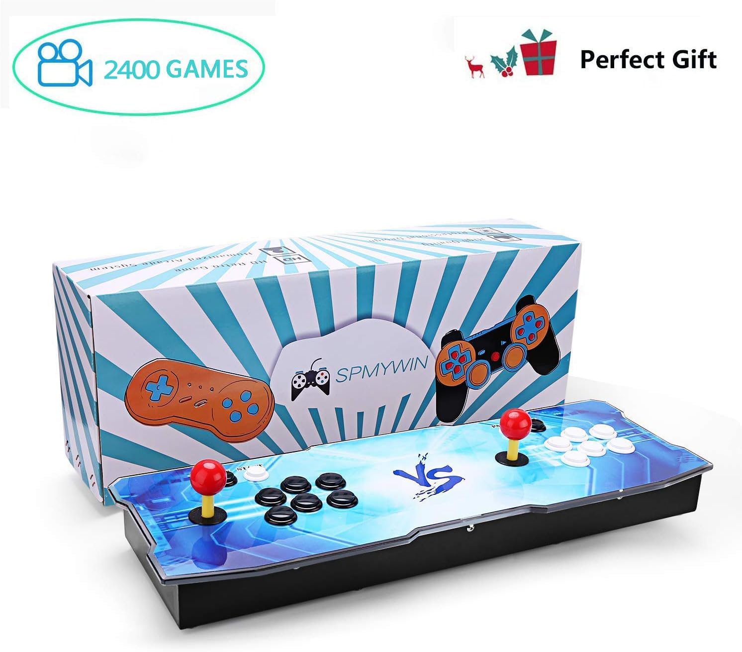 [1388 HD Arcade Games] GroGoo Arcade Video Game Console 1388 Retro Games Pandora's Box 5s Plus Colorful LED Arcade Machine Double Arcade Joystick Built-in Speaker