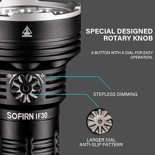 Miniatura 3 de sofirn IF30 Linterna de alto lúmenes, 12000 lúmenes linterna ultra brillante con 2,247.4 ft de distancia de haz, linterna recargable USB C, linterna