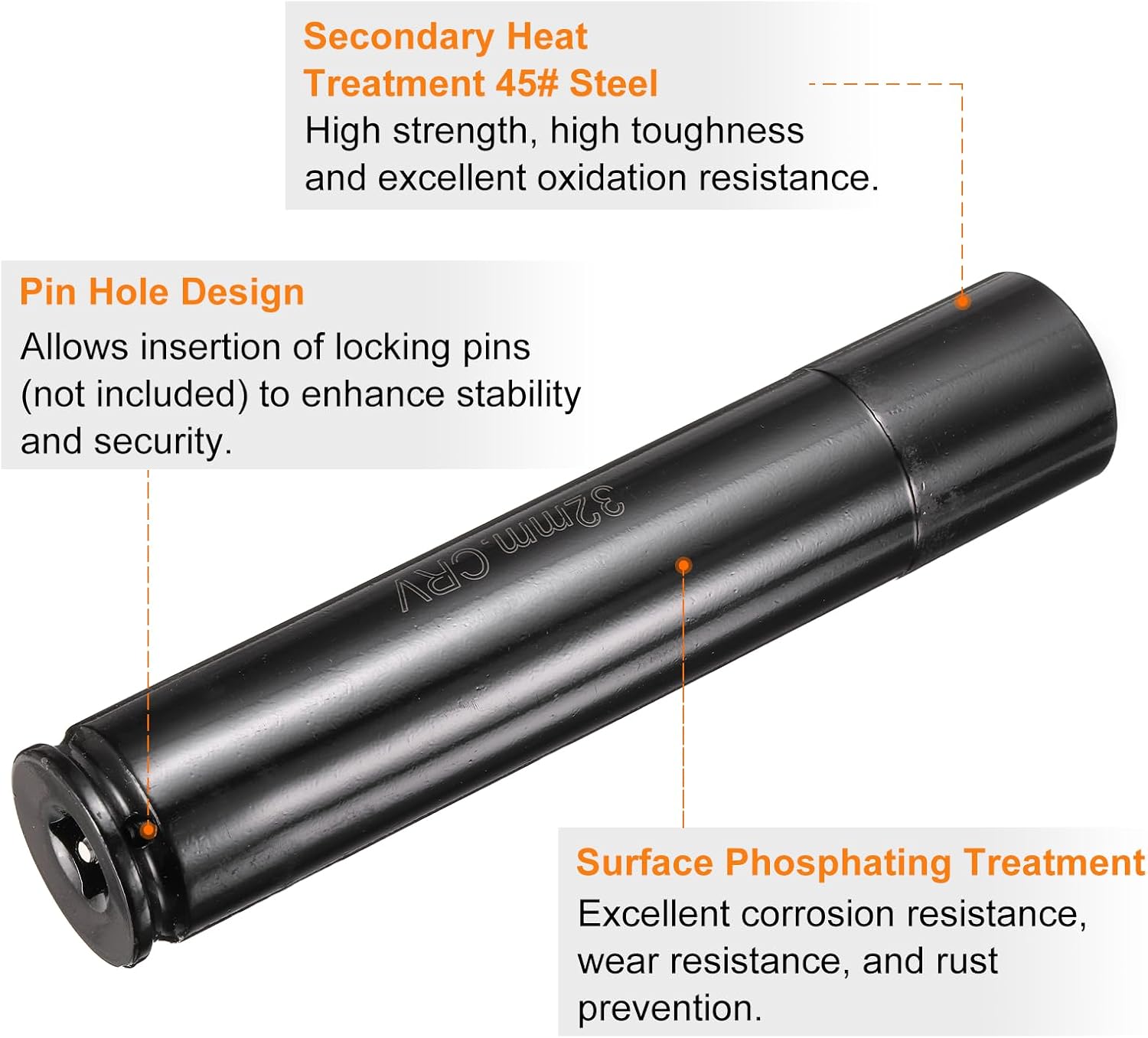 HARFINGTON 2pcs 6-Point Deep Impact Socket 1/2" Drive 32mm Metric Socket 8" (200mm) Extra Long Heat-Treated 45# Steel for Home Auto Spindle Axle Hex Nuts Bolts Repair, Black