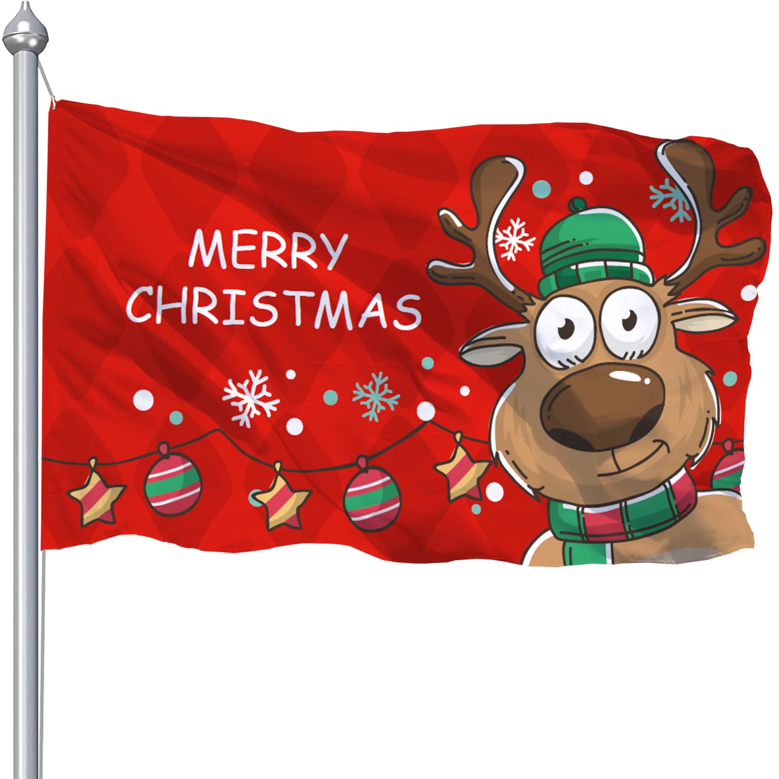 Weihnachtsflagge 90 X 150 Cm – Doppelseitig Bedruckt 'Frohe Weihnachten' Mit Rentier-Motiv, Messingösen – Für Garten & Haus