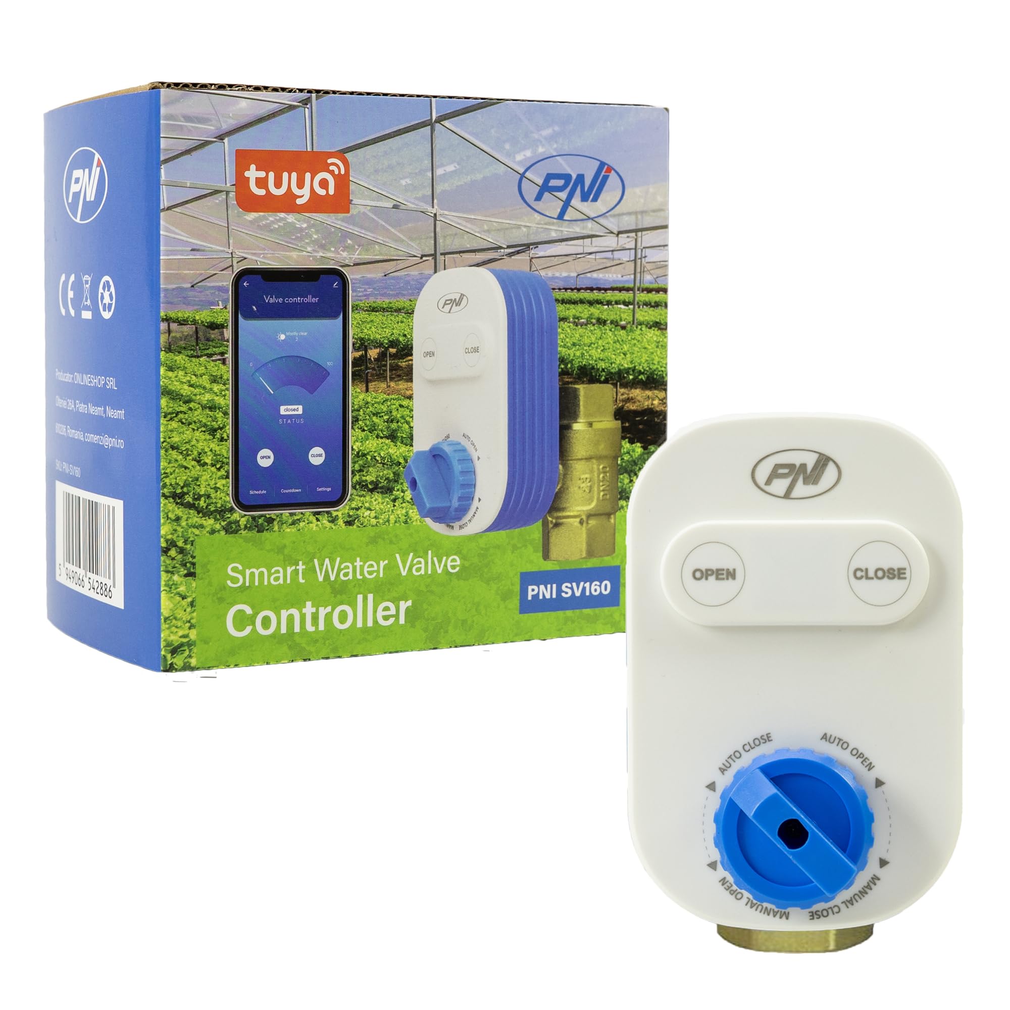 Válvula de agua inteligente PNI SV160 con wifi, DN20, 3/4", control a través de la aplicación inteligente Tuya, compatible con Amazon Alexa y Google Home