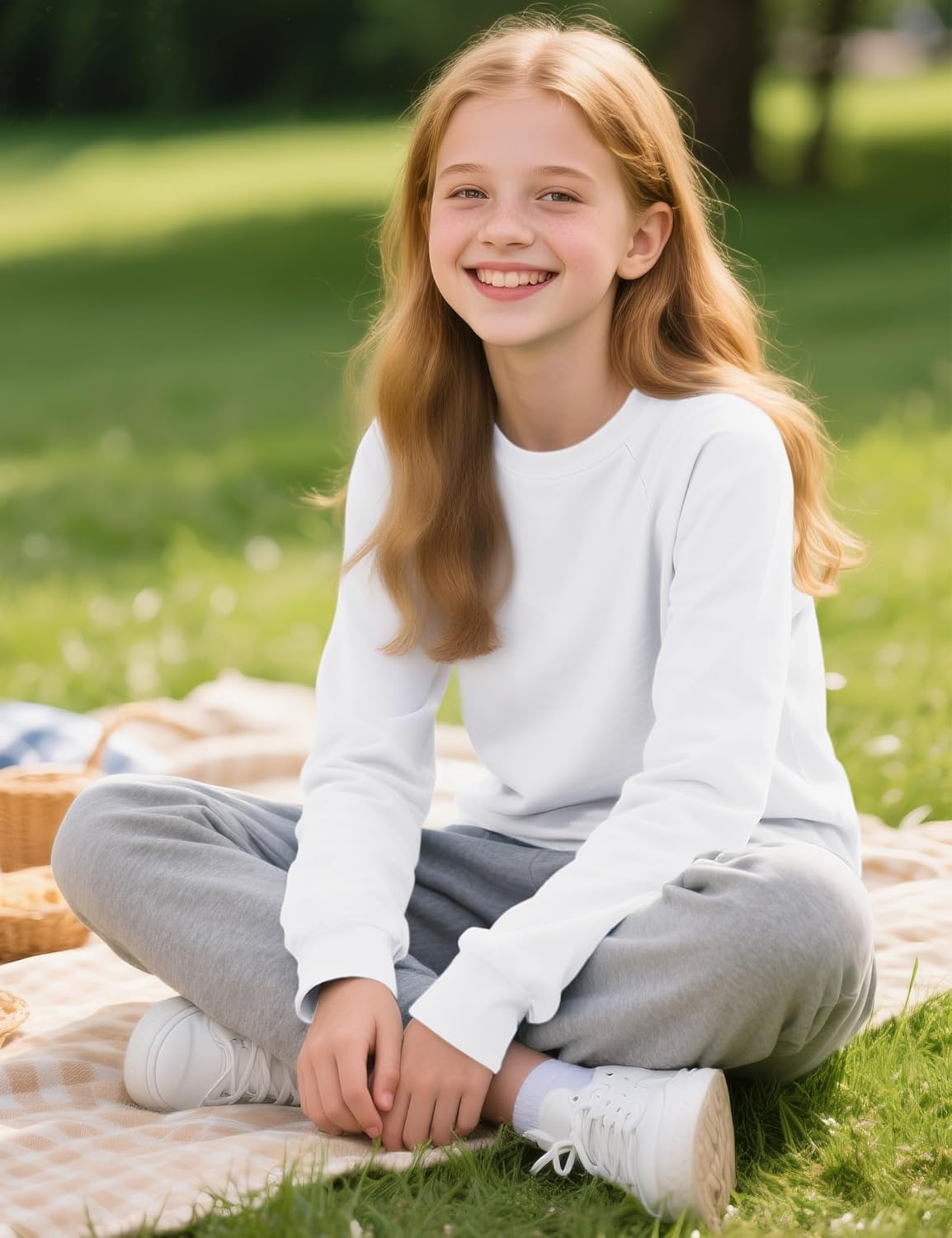 Girls Long Sleeve Shirts SideSplit Crewneck T-Shirts for Girls Size 7-14 Years - Image 3