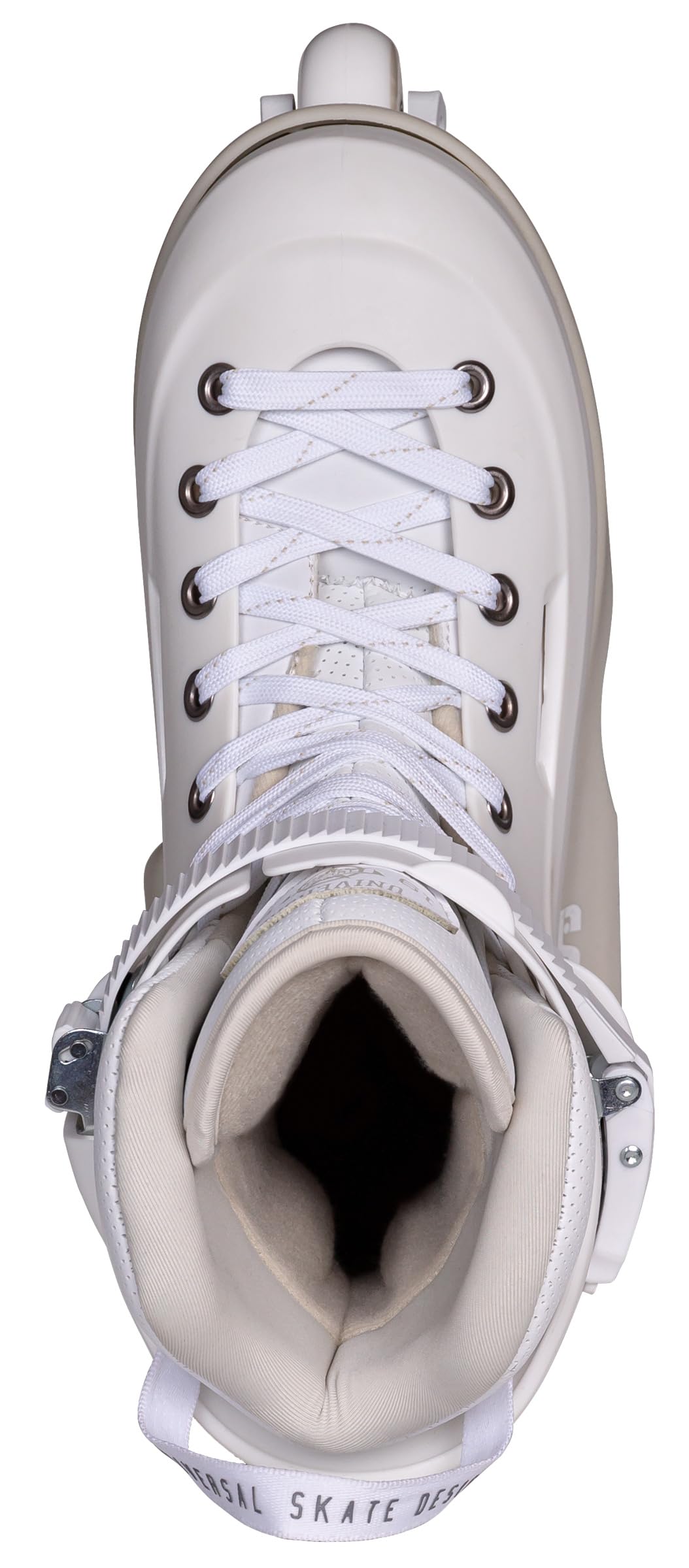 USD Sway Chess White Stunt Skates - Pattini in linea aggressivi Hardboot, Kizer Fluid IV UFS, 60 mm, 88 A, cuscinetti a sfera ABEC 9, bianco/grigio per Street & Park