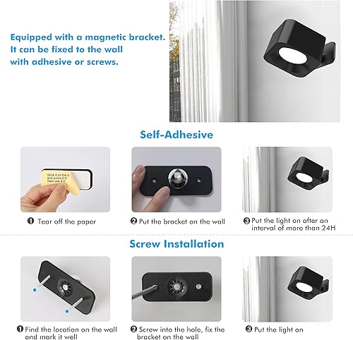 Miniatura 5 de Bohun - Apliques de pared LED que funcionan con pilas con interruptor de control remoto y táctil, niveles de brillo y 3 temperaturas de color,