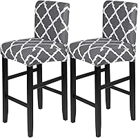 Vista 36 de SearchI - Juego de 4 fundas para taburetes de bar de jacquard, fundas elásticas y lavables para taburetes de bar, fundas para sillas de altura