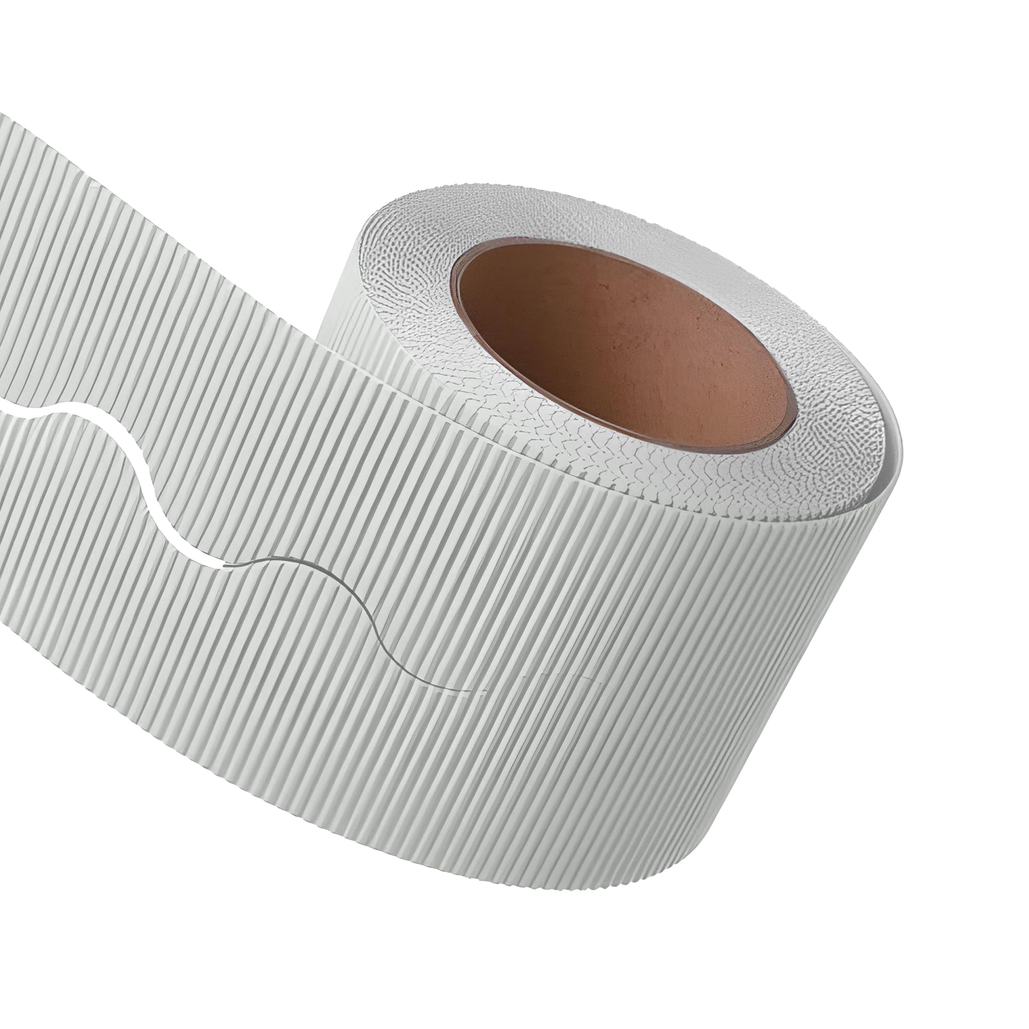 PAPERCUTZ Soft White Corrugated Border Roll (5.7cm x 15 metre), School Display Borders for Classrooms Decoration, Fade Resistant Scalloped Edge Border Roll for Bulletin Boards