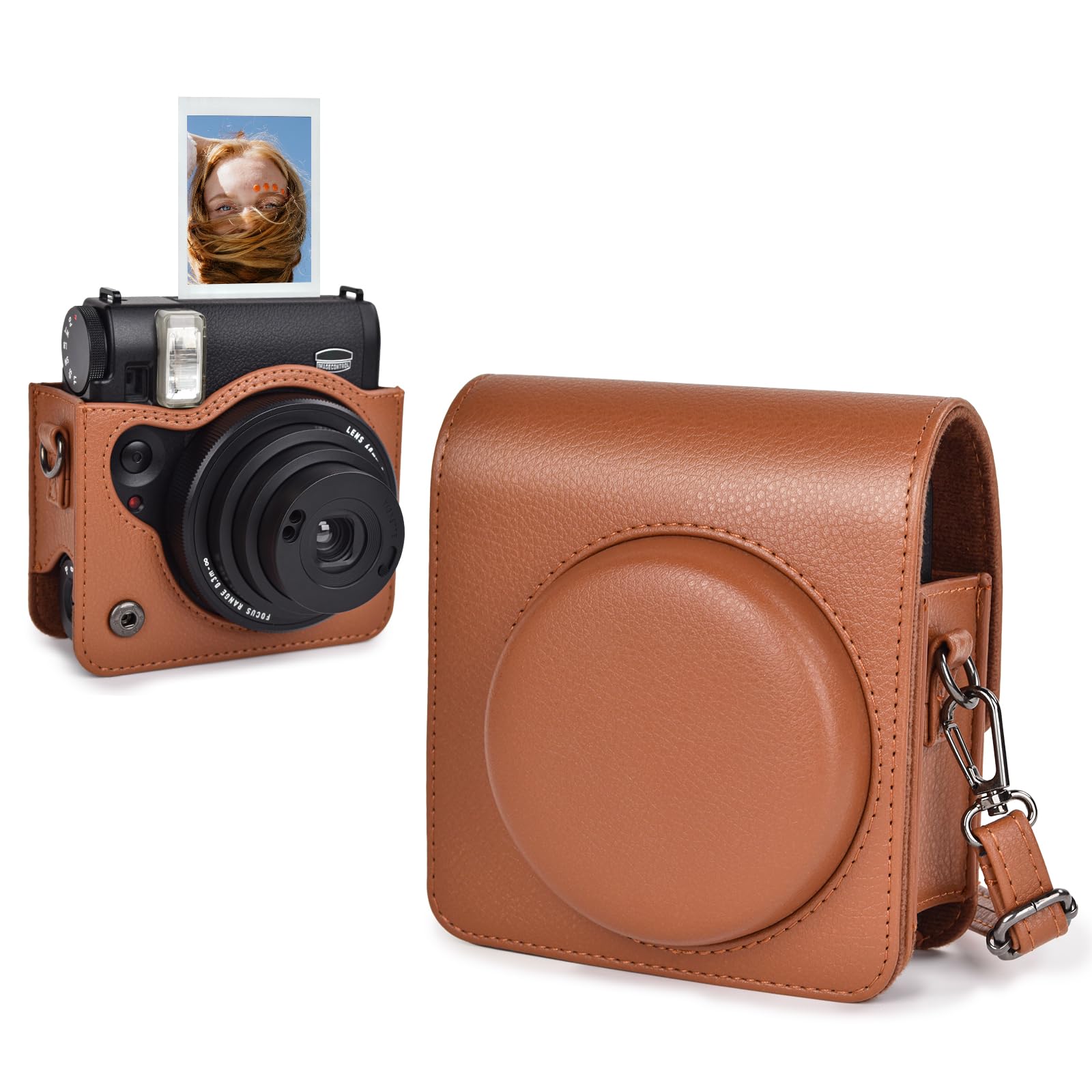 Rieibi Camera Case for Instax Mini 99 - PU Leather Protective Case for Fujifilm Instax Mini 99 Instant Camera - Removable Case with Shoulder