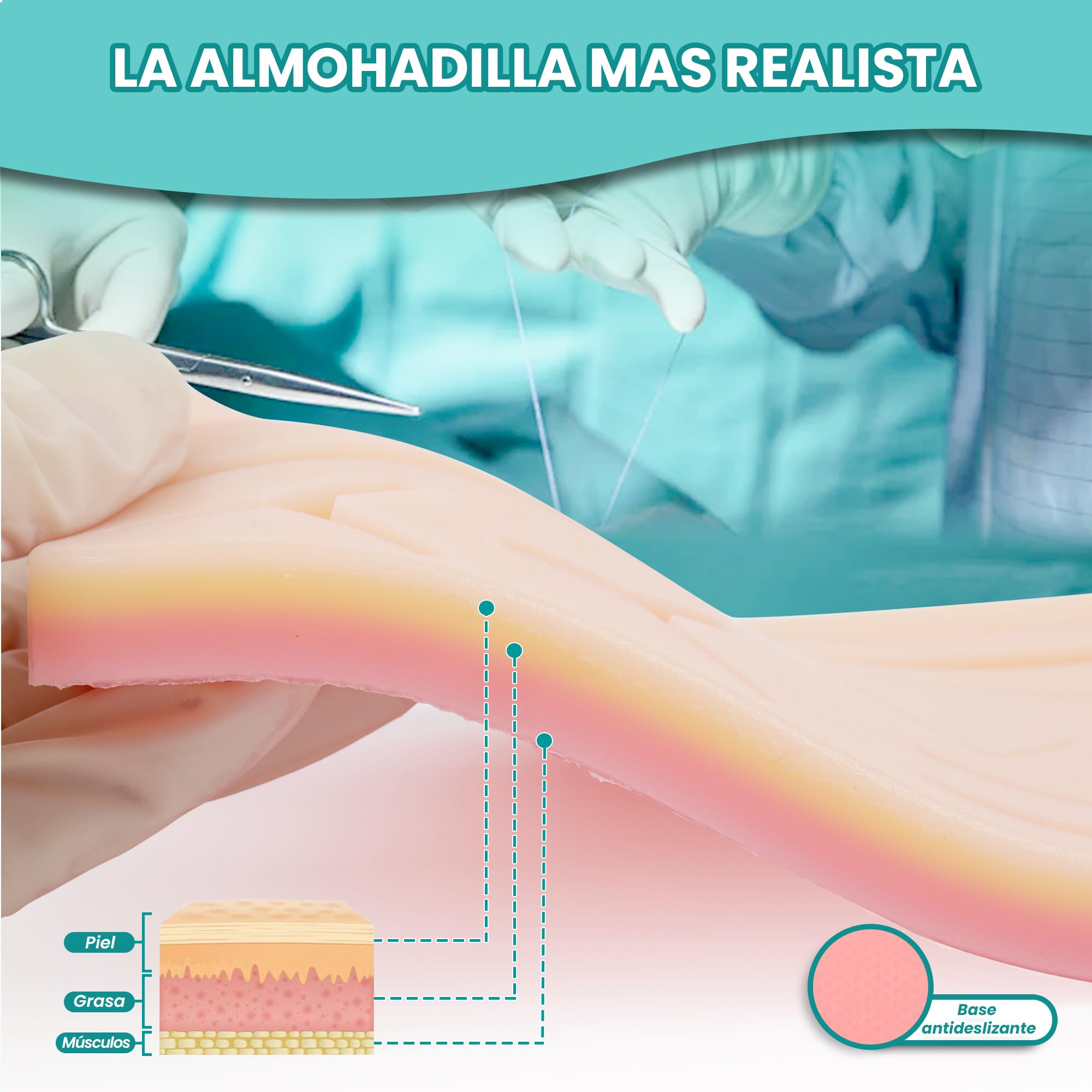 Kit de sutura con almohadilla realista | Kit suturas quirurgicas completo, kit sutura enfermeria, kit de sutura quirurgica para practicar, kit suturas para estudiantes, suturas quirúrgicas