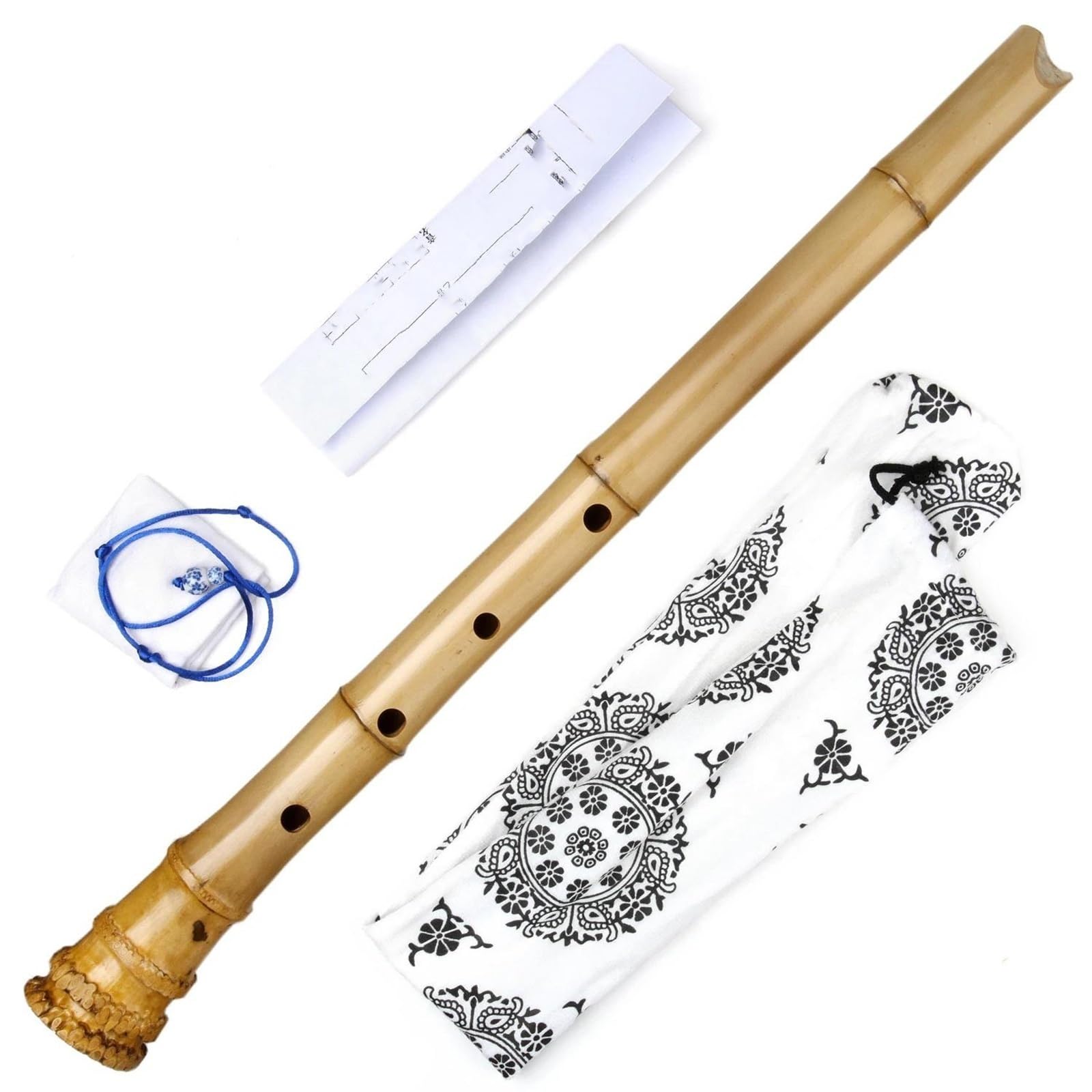 Flûte verticale en bambou à 5 trous 1.8 Shakuhachi instrument en bois ton D avec racine non Nanxiao Professionnelle Flûte Bambou
