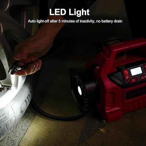 Miniatura 7 de MaxMore Infladordeflador de neumáticos portátil compatible con batería Milwaukee de 18 V (solo herramienta), bomba de compresor de aire inalámbrica