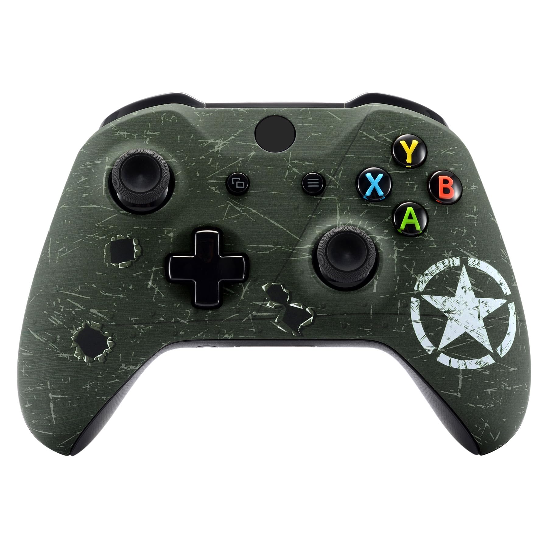 eXtremeRate Green Storm Thunder Patterned Front Housing Shell Case, Soft Touch Faceplate Cover Replacement Kit for Xbox One S & One X Controller (Model 1708) — view 15