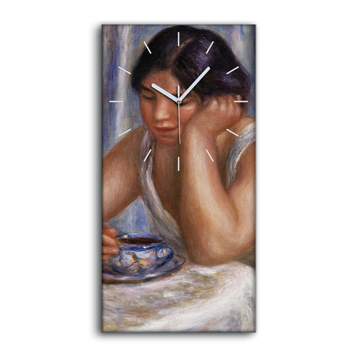 Horloge sur Toile d'Art Moderne d'Exception 30x60cm Mains Blanches Style Galerie Contemporaine