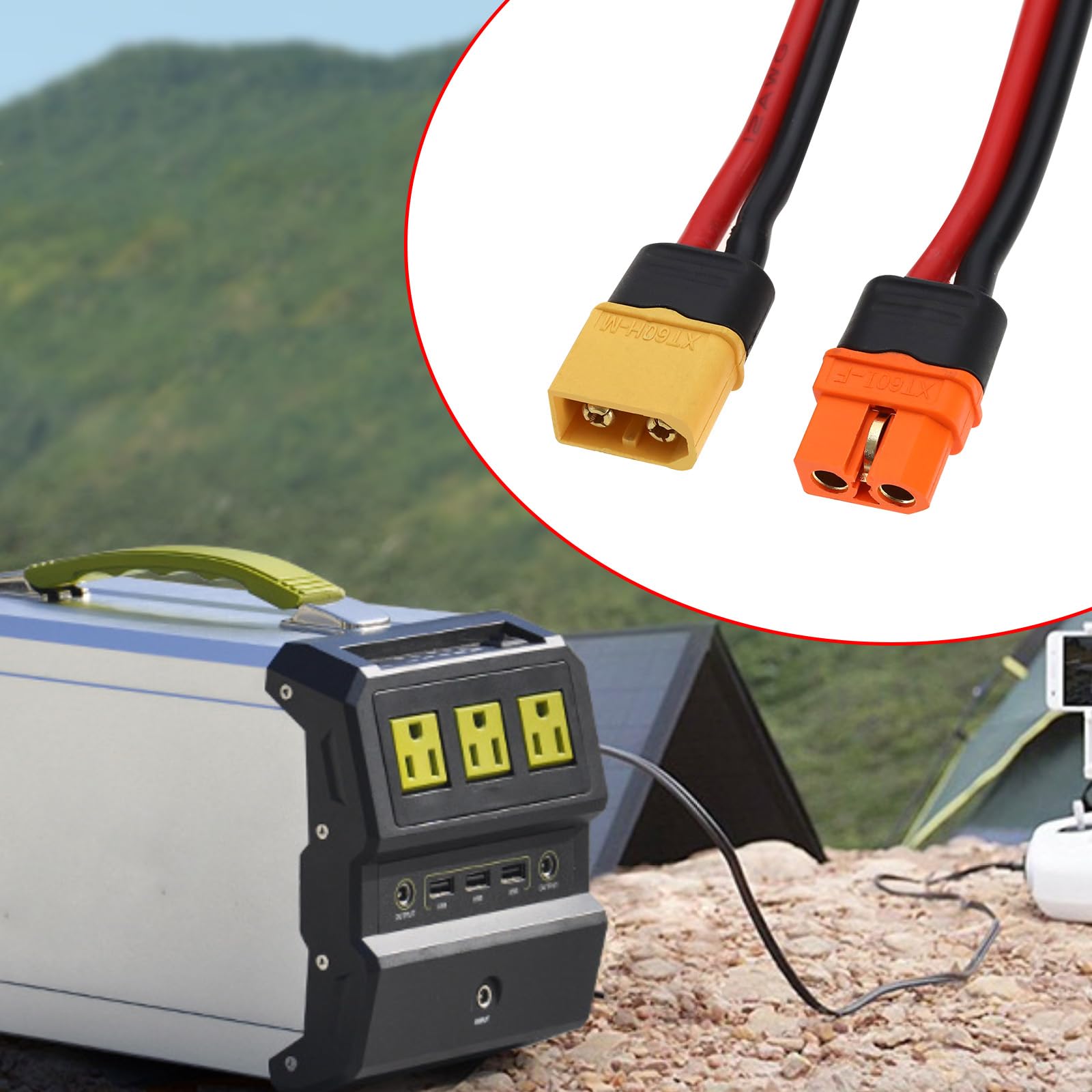 4 Connettori XT60i Femmina Con Cavo 12AWG 300mm, Per Auto RC, Droni, Bici Elettriche - Set Pigtail Per Batterie - 3