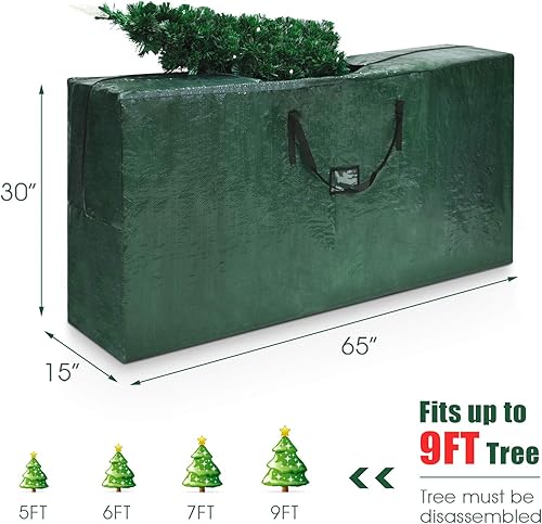 Miniatura 7 de HAPPYGRILL Bolsa de almacenamiento para árbol de Navidad, se adapta a árbol de Navidad desmontado de hasta 9 pies, bolsa de almacenamiento con