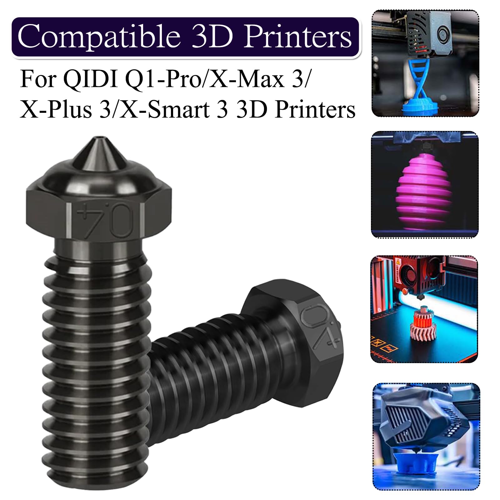 6 sztuk dysz ze stali hartowanej do QIDI Q1 Pro/X-Plus 3/X-SMART3/X-MAX3, dysza ze stali hartowanej, 4 szt. 0,4 mm, 2 szt. 0,6 mm dysze do drukarki 3D QIDI
