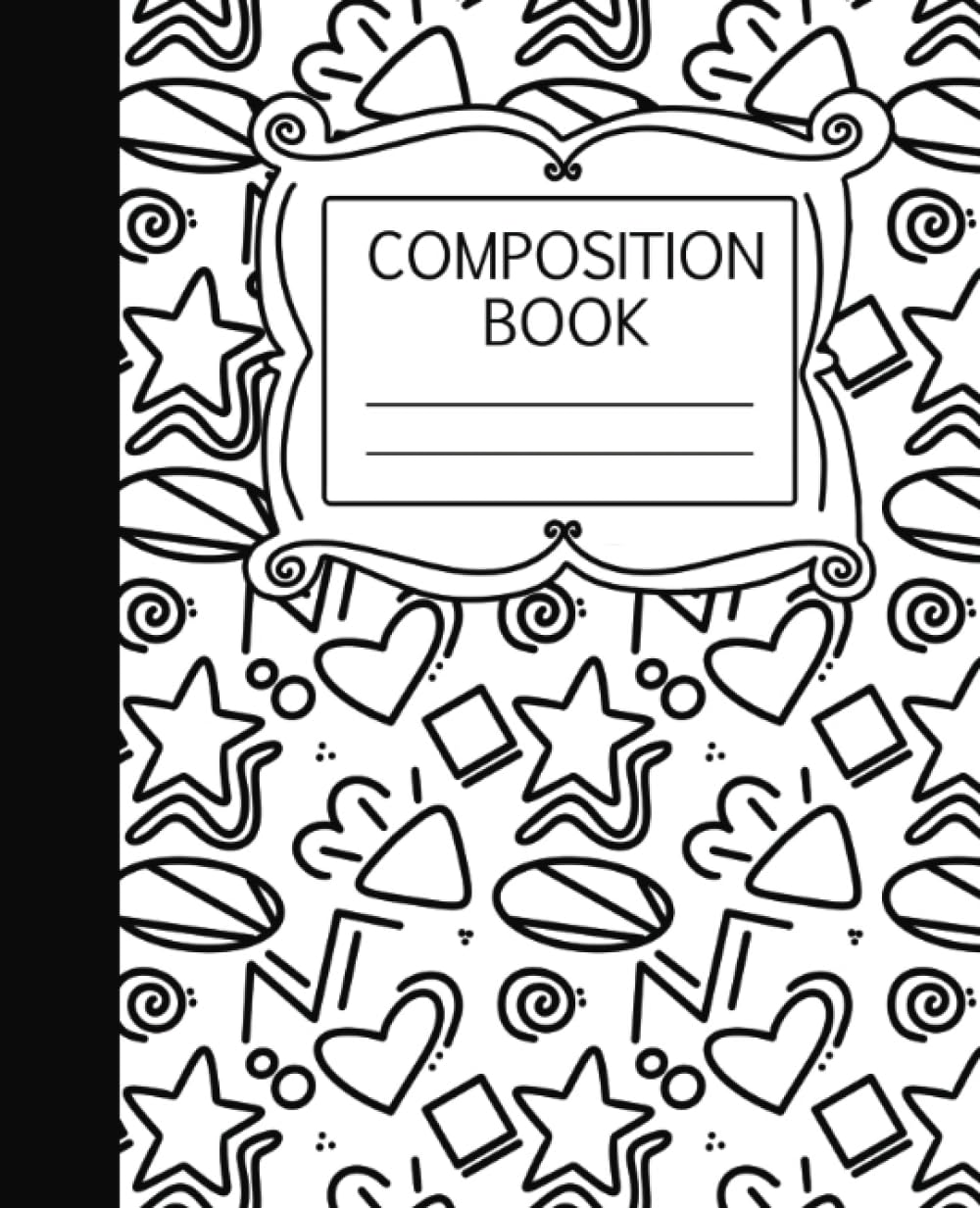 Black and White Doodle Wide Ruled Composition Book