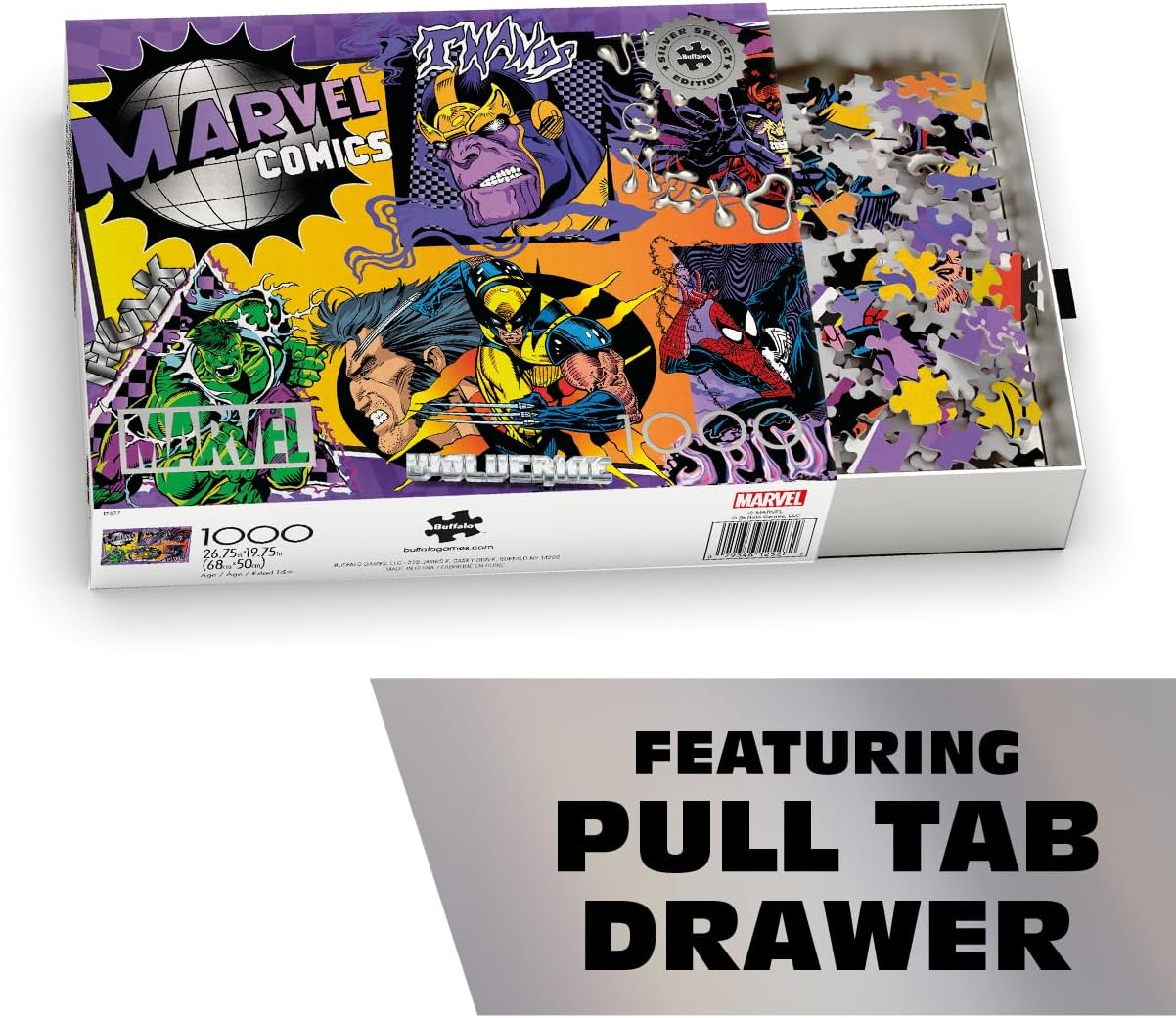 Buffalo Games – Marvel Comics - 1000 Piece Silver Select Jigsaw Puzzle - Colorful Puzzles for Adults – Precision-Cut Pieces, Beautiful Artwork, and Hours of Relaxing Fun