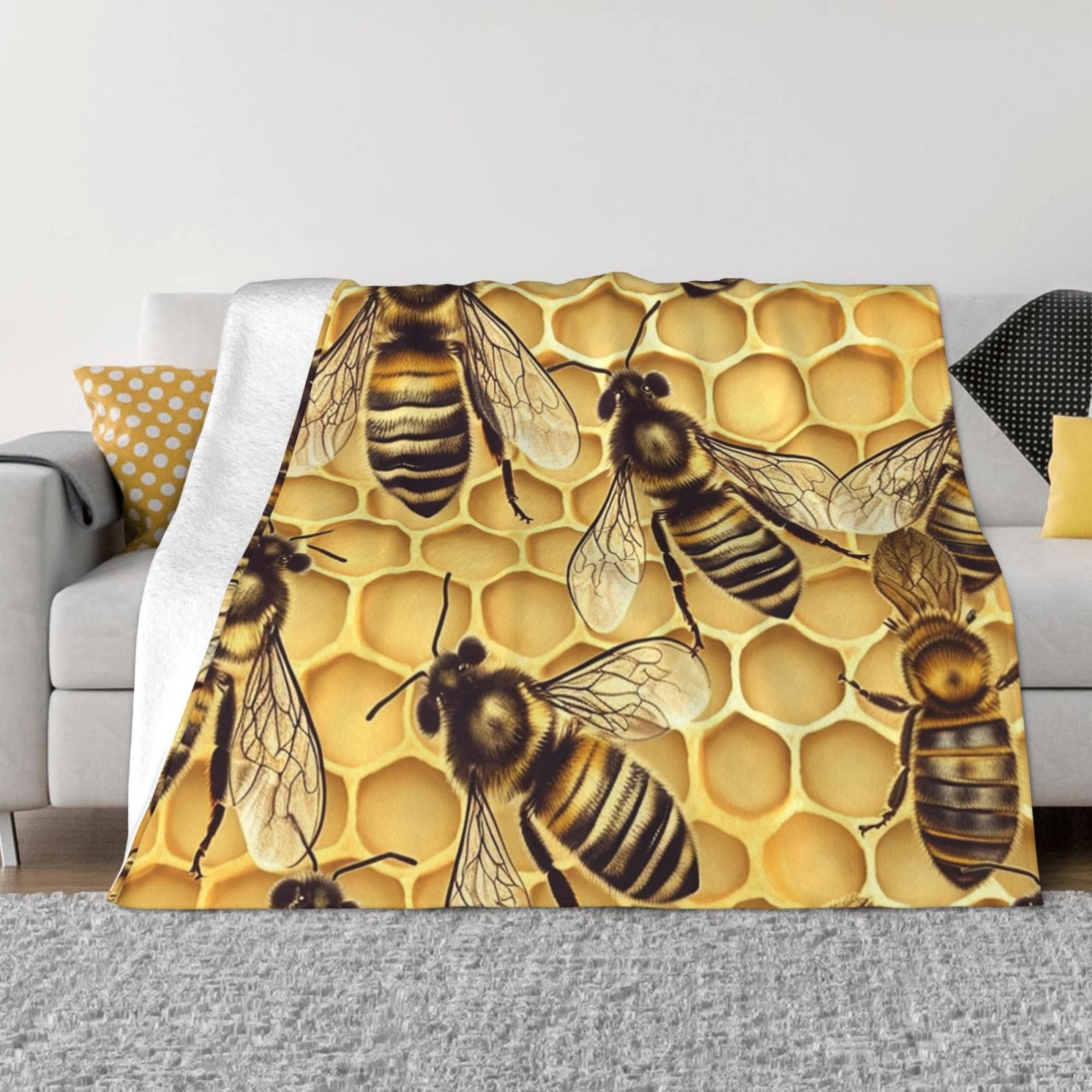 Couverture polaire douce en flanelle de qualité supérieure Bees2 pour lit
