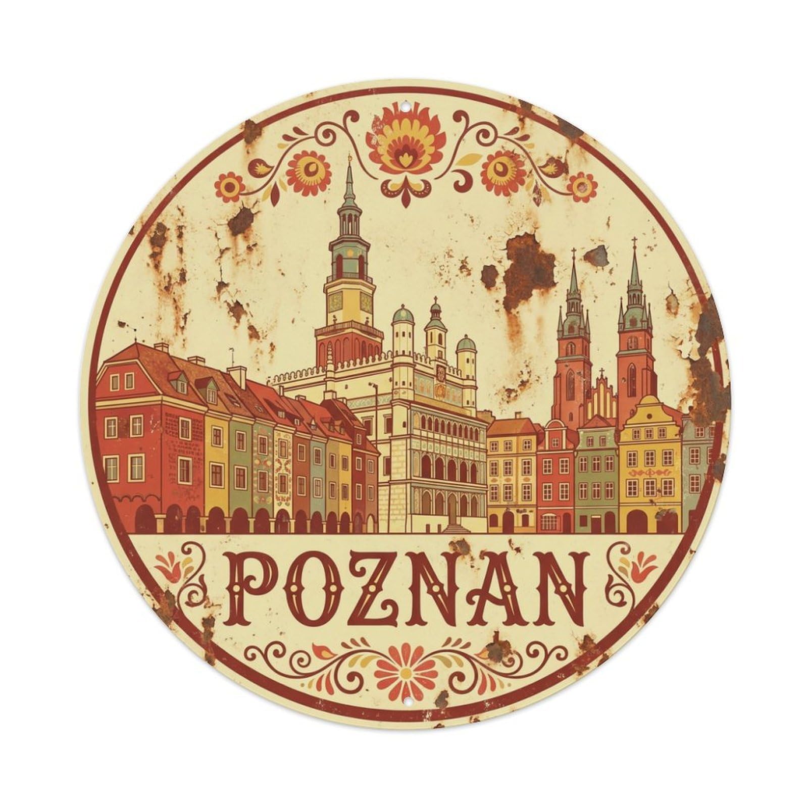 Travel Vintage Poland Poznan Metal Tin Sign
