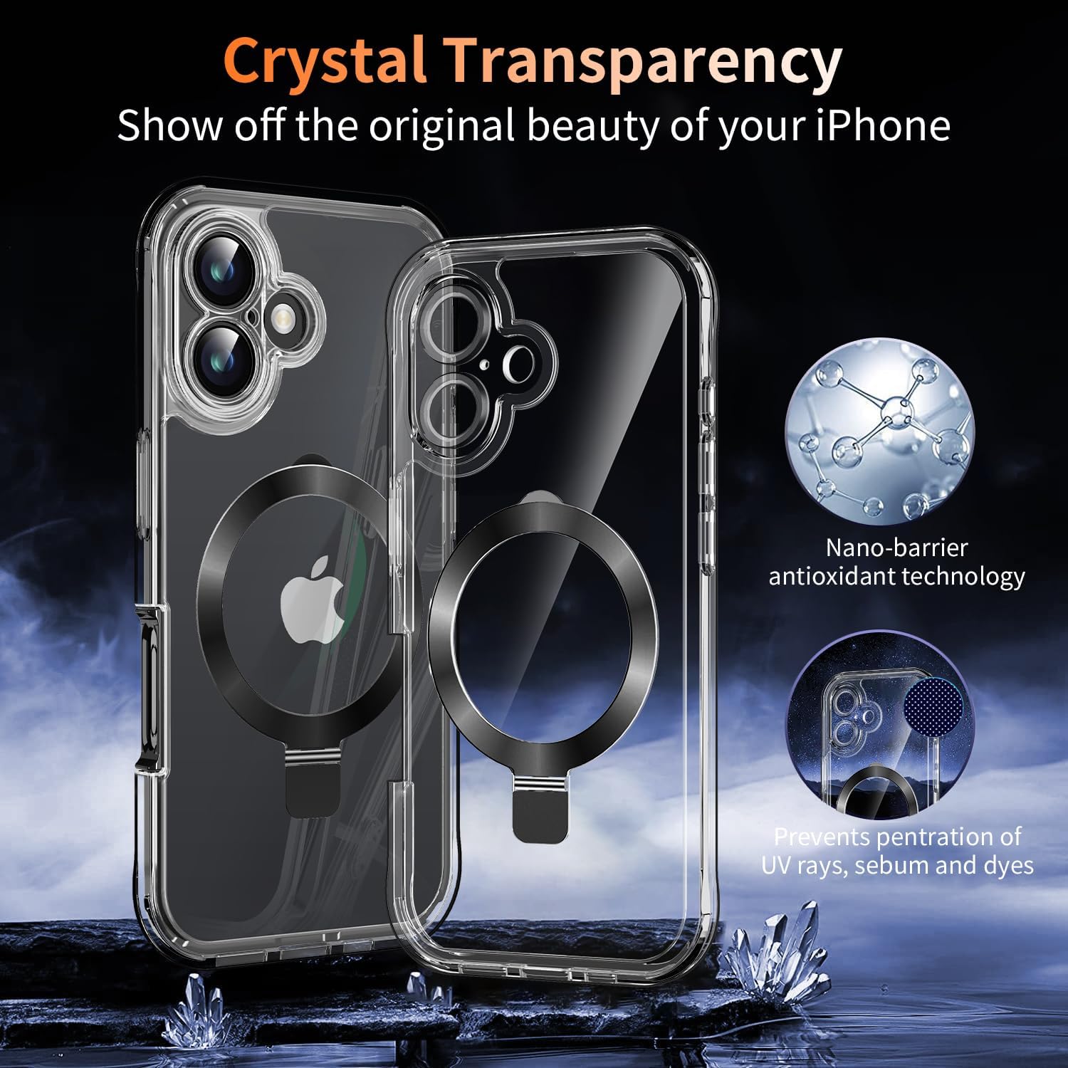 [Built-in Anti Peep Screen Protector & Invisible Magnetic Kickstand] Privacy Case for iPhone 16 [Integrated Lens Protection] [Compatible with MagSafe] Full-Body Drop Proof Phone Case - Black - Image 7