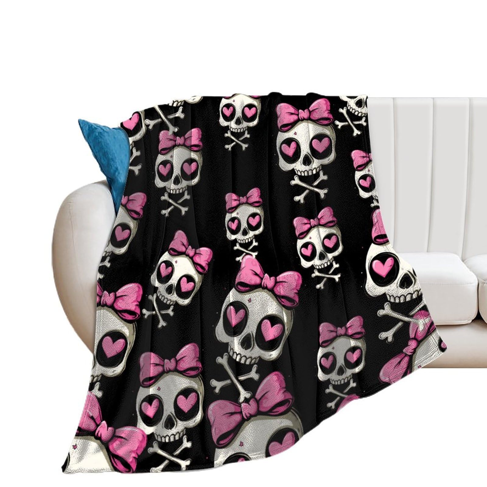 OUTBDNVFSA Cute Skull Crosses Bone Throw Blanket Lightweight Summer Blankets for Bed Sofa Camping Travel