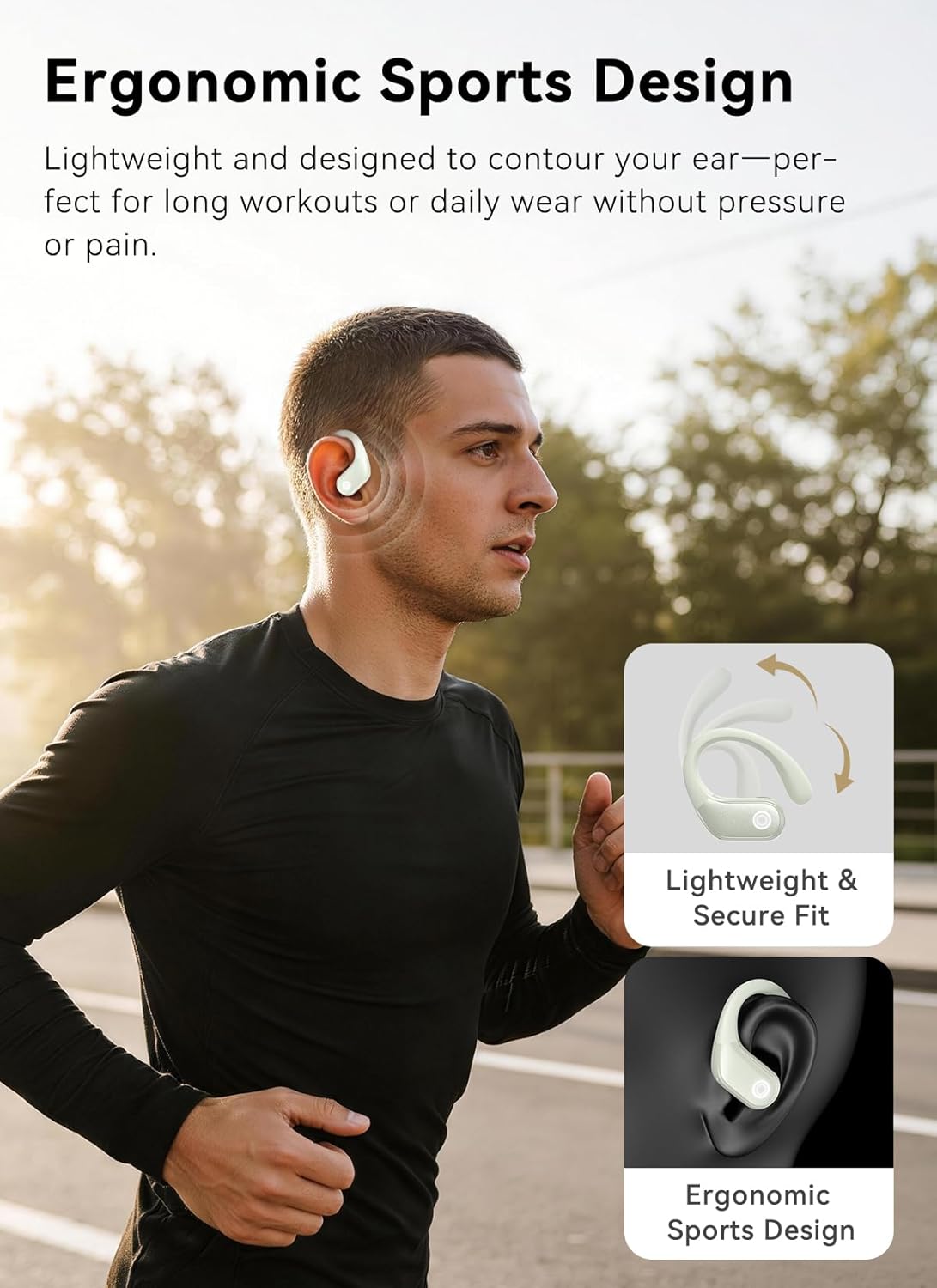 jaddsa Wireless Bluetooth 5.4 Earphones with Smart Display Case, AI Call Clarity & Immersive Bass, Custom Sound Modes, Ultra-Light Sports Headset for Running, Travel & Daily Use - Ivory White