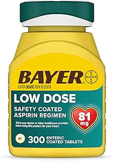 Aspirin Regimen Bayer 81mg Enteric Coated Tablets | Pain Reliever |300 Count