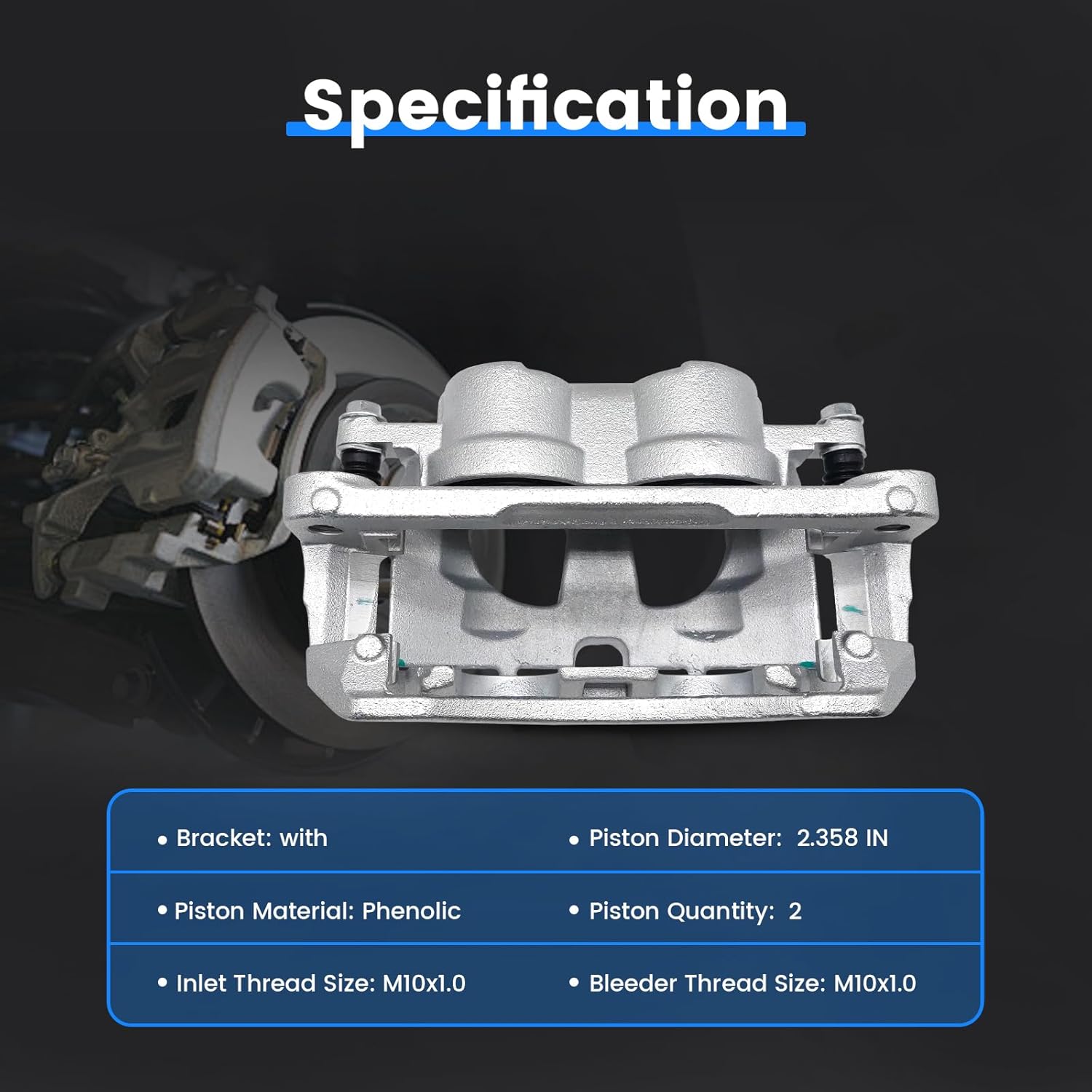 18B5172 Front Right Brake Caliper Passenger Side Fit for 2009-2010 Dodge Ram 2500/Ram 3500/Ram 4000, 2011-2018 Ram 2500/Ram 3500/Ram 4000, Disc Brake Caliper Assembly with Bracket