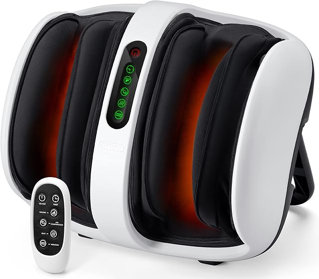 Nekteck Foot Massager Machine, Shiatsu Calf Massager with Heat, Enjoy Hand Massage with Remote Control Foot and Leg Massager for Pain Relief, Kneading, Vibration, Air Compression