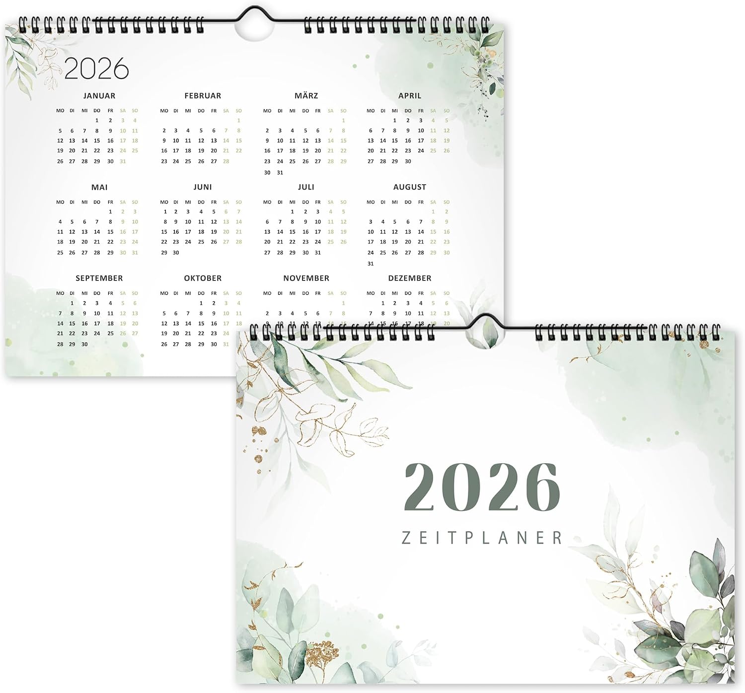 Calendar 2026 Wall Calendar A4 Landscape Format Monthly Calendar with Spiral Bound Family Planner Including Holiday Dates and Yearly Overview Gift for Home Office or School