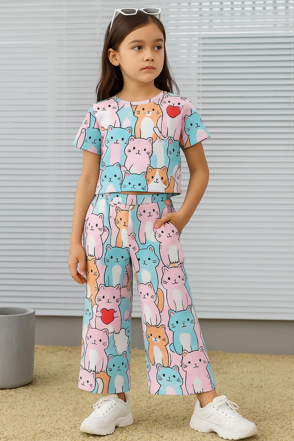 EMBLIKA Stylish Co-ord Set for Girl | Comfortable Fit | Girls Fashion Co-ord Set | Coordinated Outfit | Top With Palazzo | Printed Clothing Set | Top And Pant Set 1