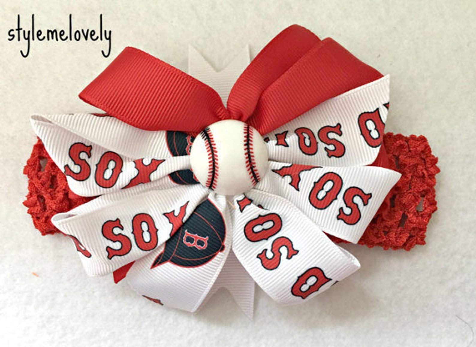 Red Sox Baby Girl Boutique Bow Crocheted Headband
