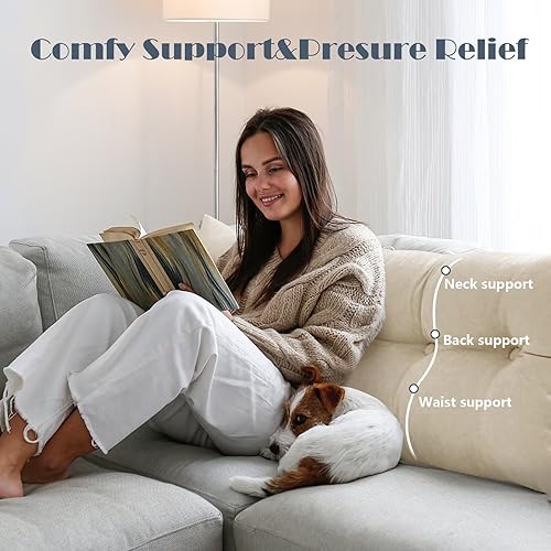 Miniatura 5 de Almohada triangular de cuña para cabecero tamaño matrimonial con bolsillo lateral, cojín grande para reposo en cama, almohada de lectura, soporte de