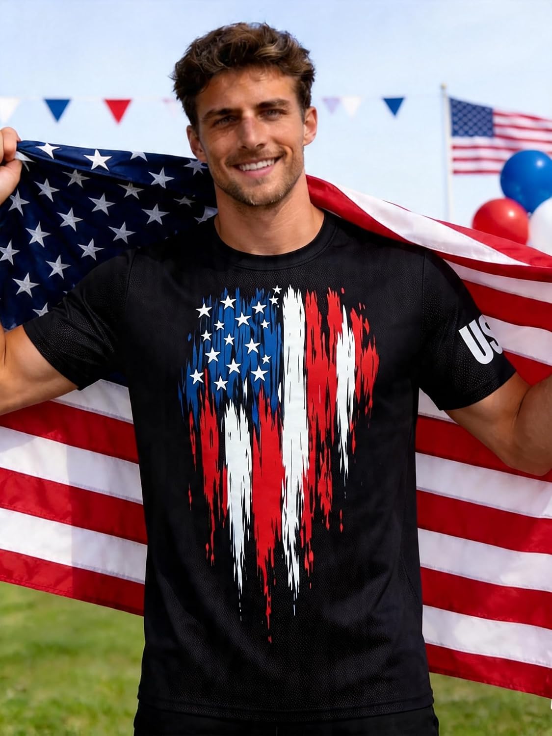 Populus Mens 4th of July American Flag Shirts, Patriotic 250th Anniversary 1776-2026 Independence Day Shirt for Men