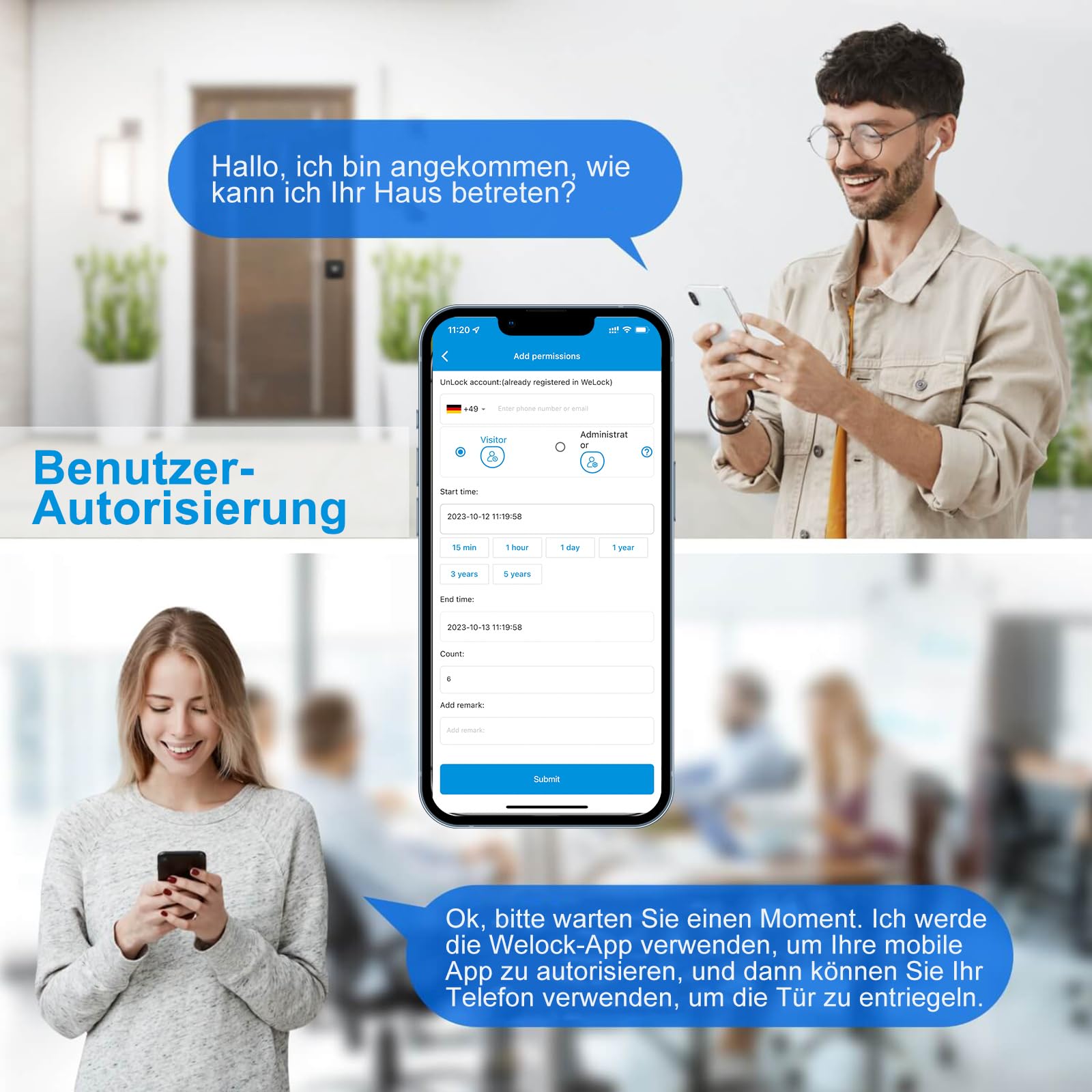 WELOCK PBL Elektronisches Türschloss,Türschloss Code mit App | Einstellbarer Elektronischer Tür-Schließzylinder für Türstärken von 50-100mm,elektronisches türschloss haustür,SmartLock