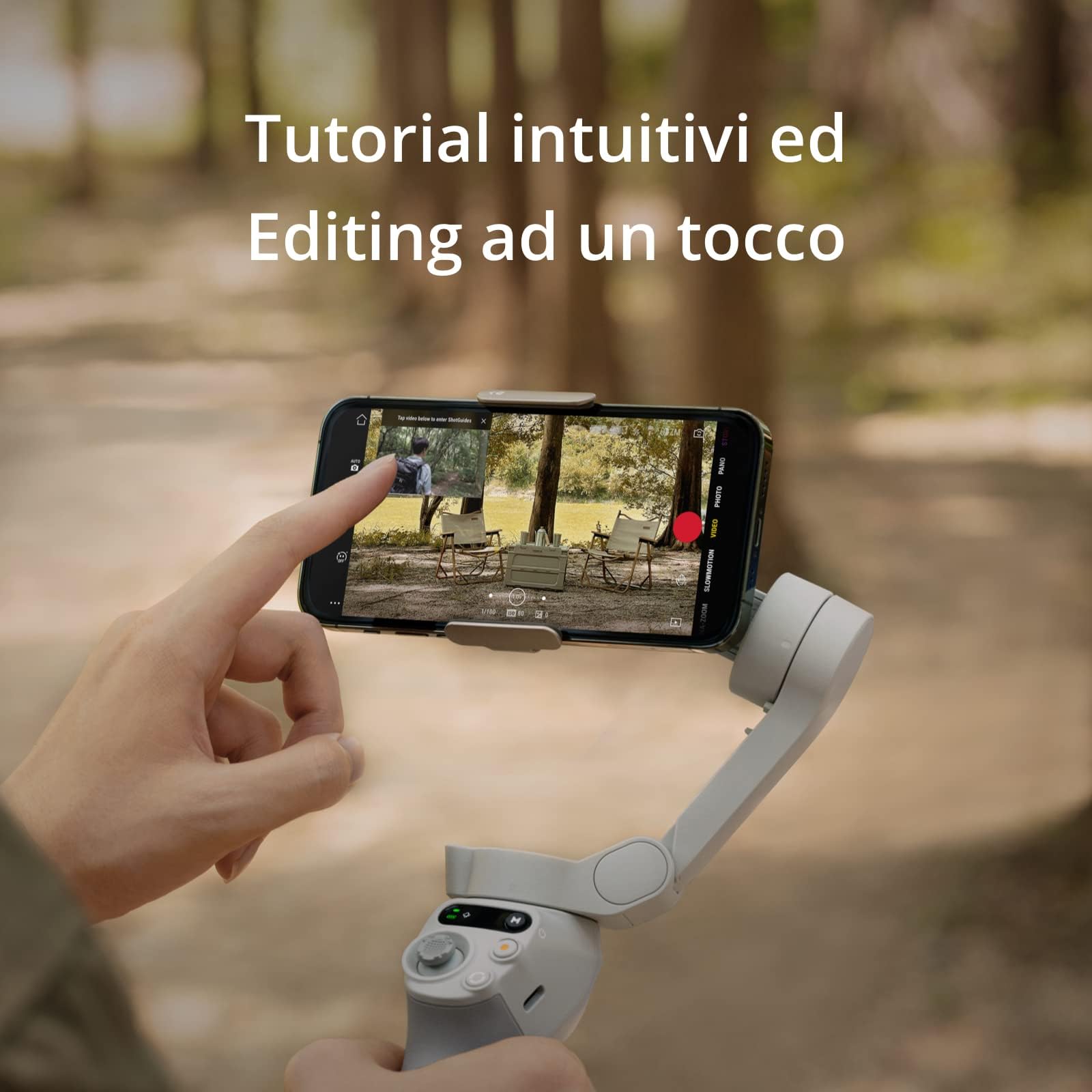 DJI Stabilizzatore OSMO Mobile SE per Smartphone, Stabilizzatore a 3 Assi, Manico telescopico, Portatile e Pieghevole, per Android/iPhone con ShotGuides, ActiveTrack 6.0 per Vlogging