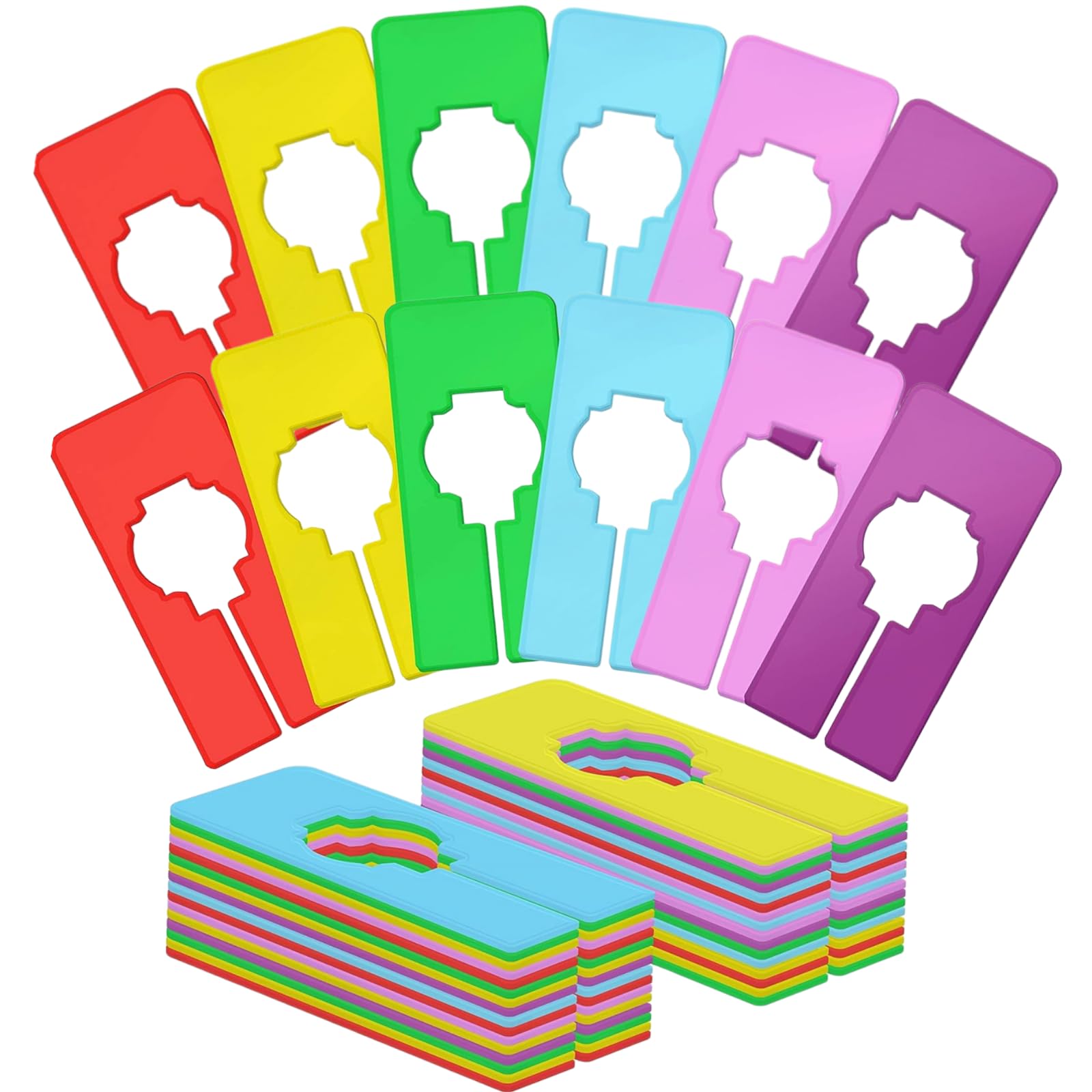 LINSIBEI 30 Pcs Closet Rack Dividers 6 Colors Cloth Size Separator Closet Dividers for Hanging Clothes Rectangular Colourful Clothing Size Dividers for Home Cloth Store