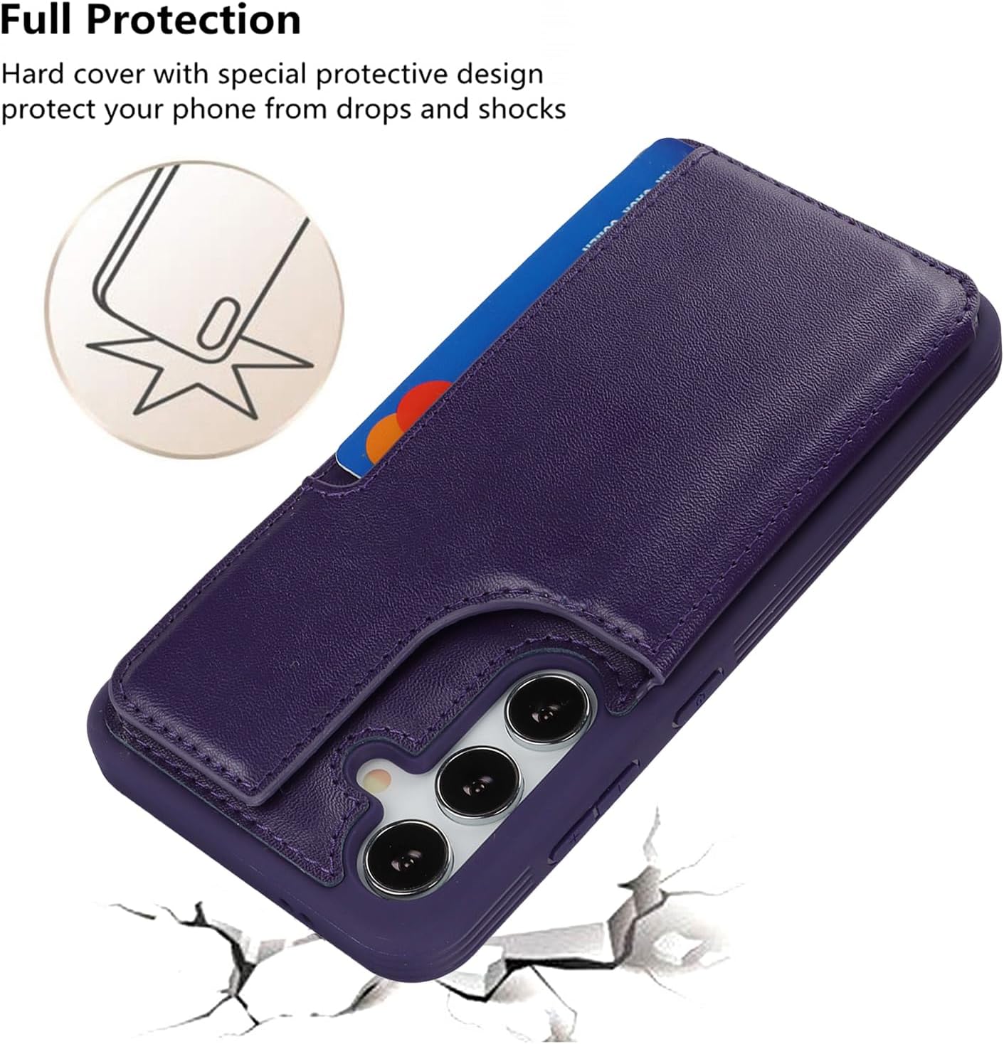 iCoverCase Compatible with Samsung Galaxy S24 Case with Card Holder, S24 Wallet Case for Women Men [RFID Blocking] PU Leather Protective Phone Case for S24 5G (Dark Purple) - Image 8