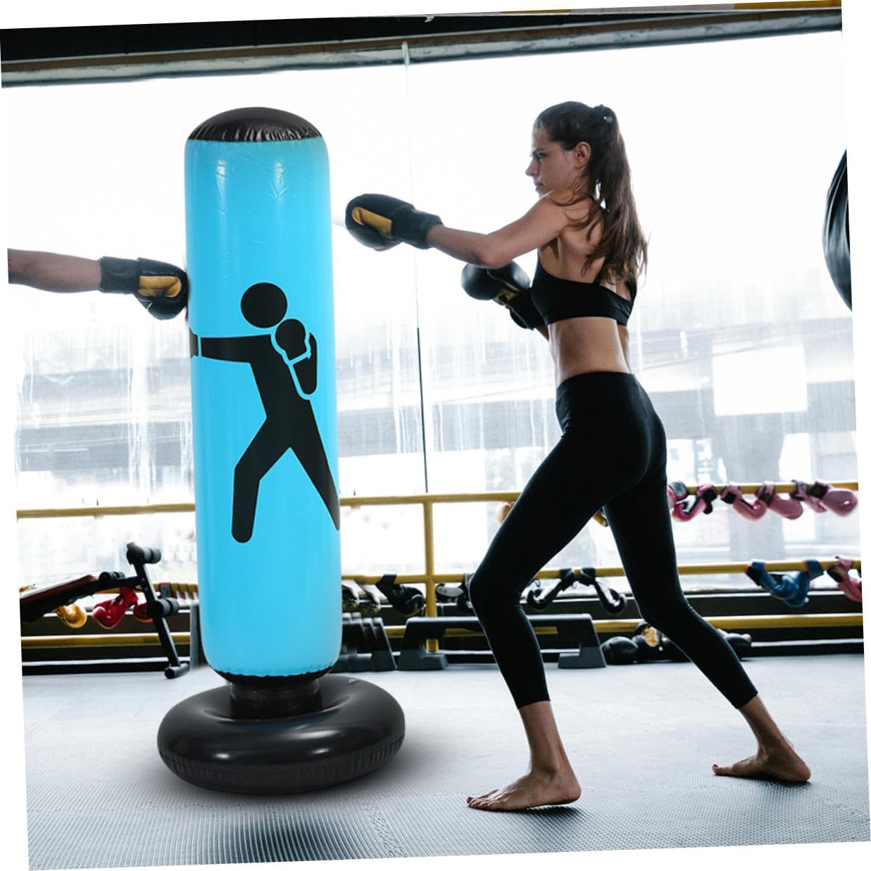 Luxshiny Inflatable Punch Bag Tumbler Training Boxing Bag for Adults and Fitness Equipment Blue
